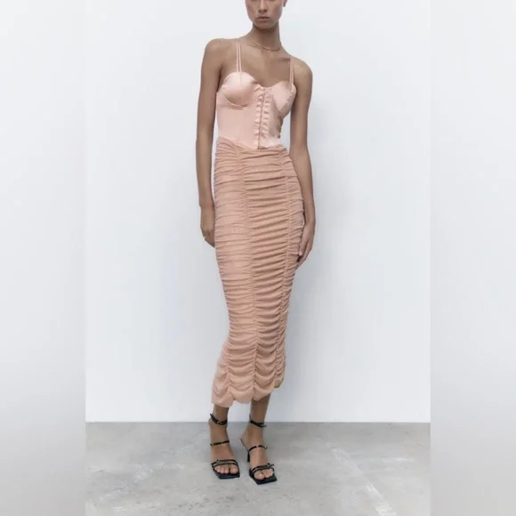 short tulle corset dress zara